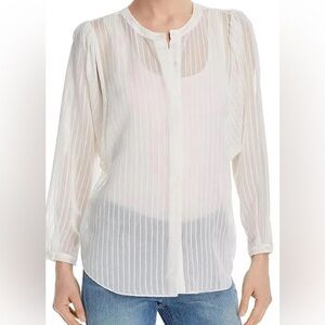 Joie White Rashelda striped Sheer Blouse